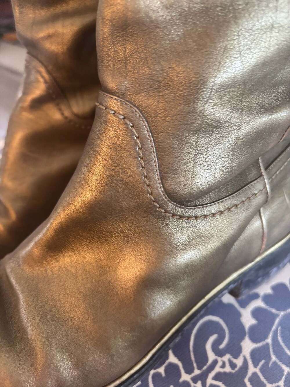 Chanel Metallic Gold Leather CC Tall Boots - Picture 8 of 16